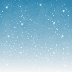 Flying snowflakes on a light blue background.
