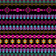 Vector seamless texture. Tribal geometric striped pattern. Aztec ornamental style