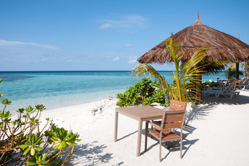 Tropical beach in Maldives, island Thinadhoo