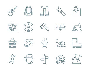 Camping set of vector icons
