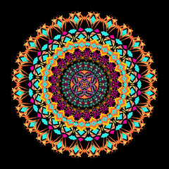 Vector colorful mosaic mandala. Beautiful design element in ethnic style. Indian, tribal, oriental ornament