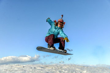 Girl jumping on the lake