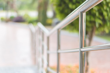 stainless steel railing walkway in garden