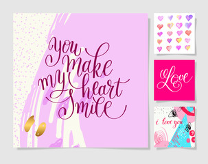 valentines day design set, calligraphy vector