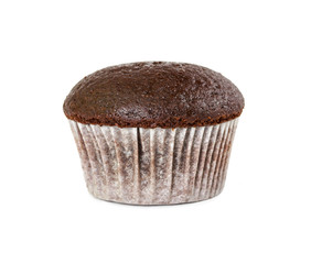 Chocolate muffin isolated on white background