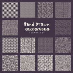 Set of hand drawn marker and ink patterns
