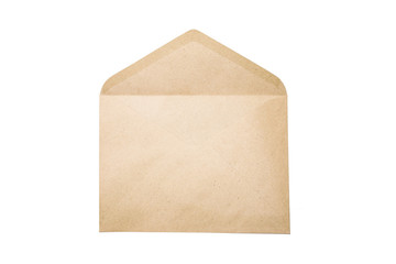 Brown craft envelope on white background