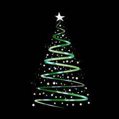 Christmas background with Christmas tree, vector illustration.
