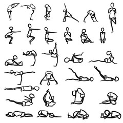 Strichmännchen Yoga Posen