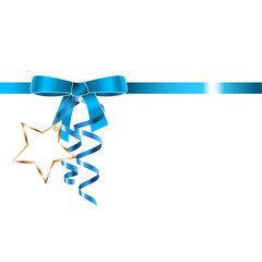 Festliche blaue Schleife mit dem Sternanh&auml;nger