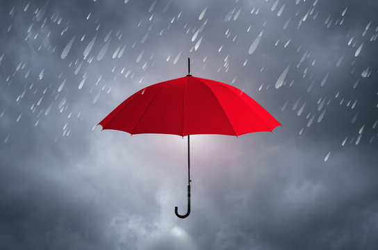 Red Umbrella in Storm.