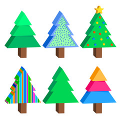Abstract colorful  isometric pine trees.  Illustration design for christmas events.