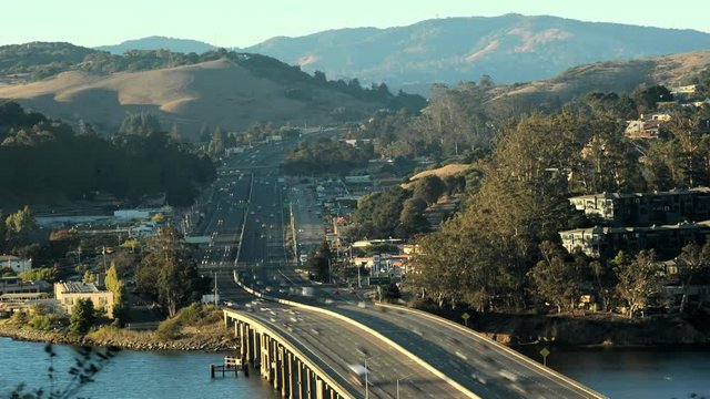 Time lapse of sunset on Highway 101 at Marin County, California