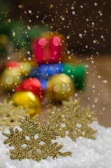 Christmas Decoration Over Wooden