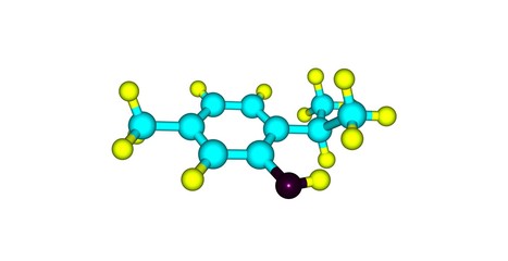 Thymol molecular structure isolated on white
