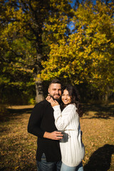 Fototapeta premium Couple in love - Beginning of a Love Story. A man and a girl on the nature while walking