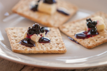 Cracker close up on white plate