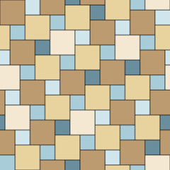 Vector sand tiles seamless pattern, square grid textile print, abstract texture for fashion design