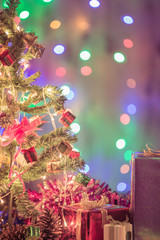 Christmas tree on blurred, sparkling and fairy background