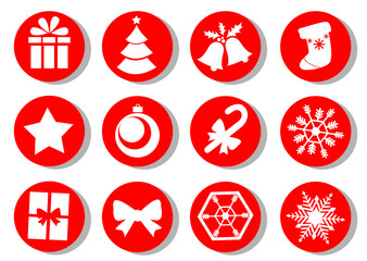 Christmas icons. Vector set of Christmas attributes.