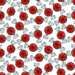 Seamless pattern made of cute sweet hand drawn candy.