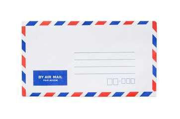 Blank airmail envelope isolated - obrazy, fototapety, plakaty