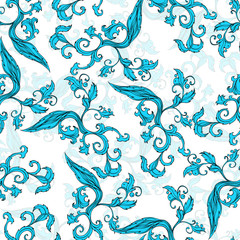 Cute seamless pattern made of hand drawn curly elements.