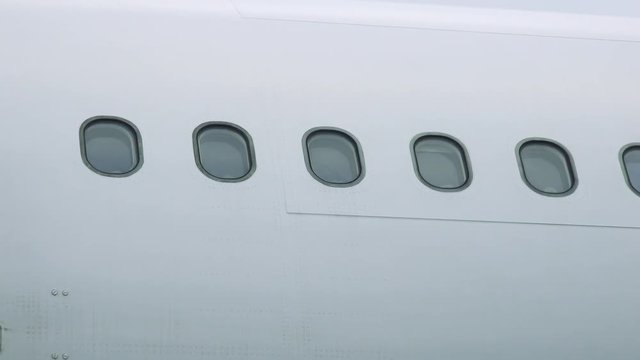 airplane windows from outside - closeup