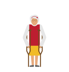 Older Woman with Crutches. Disability, Elderly, Grandmother