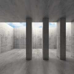 3 d concrete room interior with columns