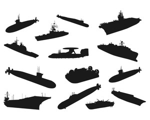 Military Ship Container Vector Silhouette Set