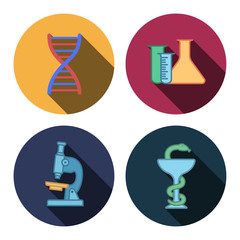 four flat medicine icons 