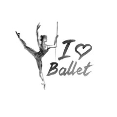 Watercolor illustration ballerina icon in dance. Design poster ballet school, studio