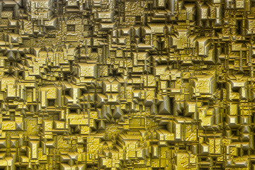 3d metallic yellow moon reflective abstract effect background, digital art work.