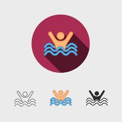 Swimming sign icon. Sea wave 