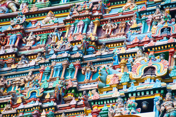 Fresque of an hindu tower temple