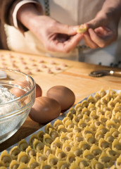 handmade tortellini and some ingredients