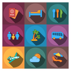nine flat travel company icons 