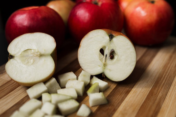 Fresh organic apples on a black background