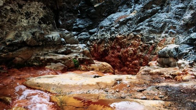"Cascada de los Colores" river  in Caldera de Taburiente national park with its wonderful color cascades