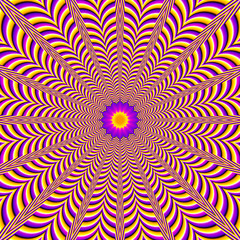 Pulsing yellow and purple background with flower (motion illusion)