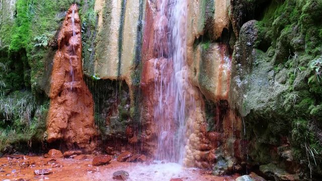 "Cascada de los Colores" waterfall  in Caldera de Taburiente national park with its wonderful color cascades