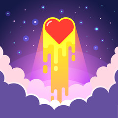 Burning heart lunches into space with love © iconicbestiary