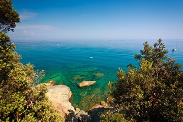 Fototapeta na wymiar Ligurian Sea , Liguria , Italy summer