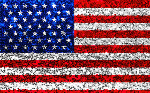 american USA fabric glitter flag, sparkle stars and stripes