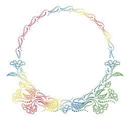 Beautiful round floral frame with gradient fill. 