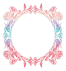 Beautiful round floral frame with gradient fill. 