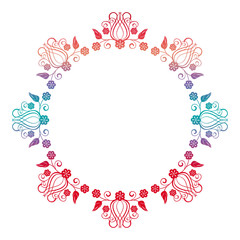 Beautiful round floral frame with gradient fill. 