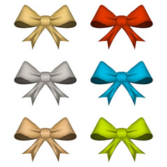 Set of decorative bows in various colors. Vector design.