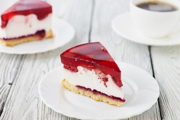 Cake dessert with jelly сlose up .